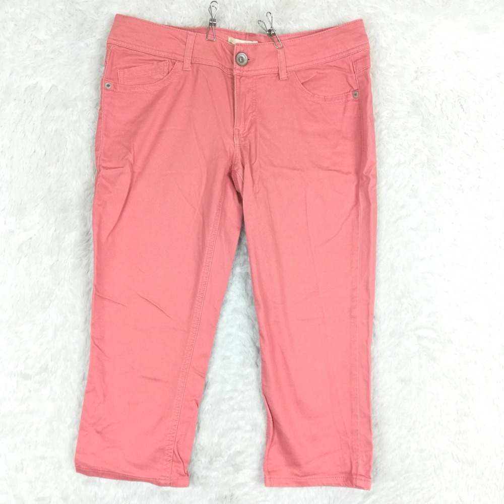 Rewind Womens Jeans‎ Capri Straight Leg Pink Denim Low Rise Juniors 11